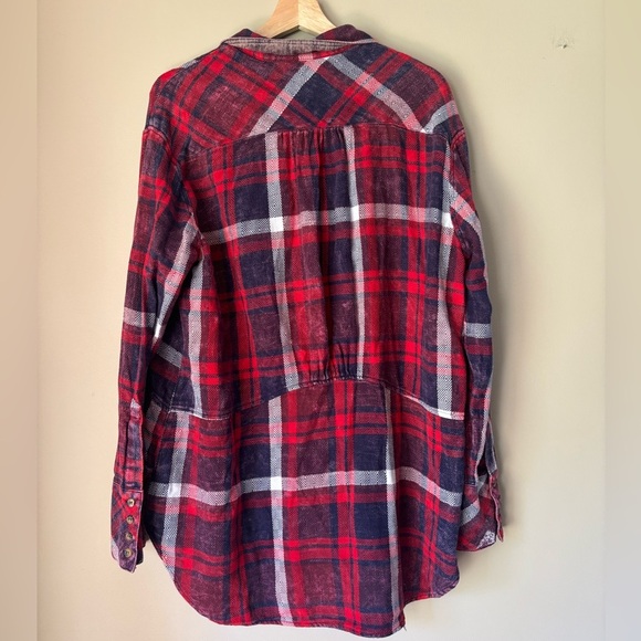 Free People Red and Black Plaid Blouse - Picture 9 of 10